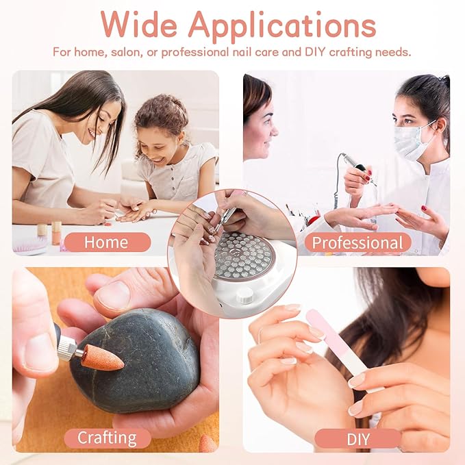 Portable Nail Dust Collector for Acrylic Nails 48W Powerful Dust Collector Nails with Filter, Nail Duster Collector Vacuum with Adjustable Speed Electric Dust Suction Machine for Manicure Home Salon