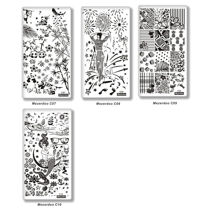 Mezerdoo 10Pcs/lot Creative Design Nail Stamping Plates Template Mermaid Girl Image Stamping Plate