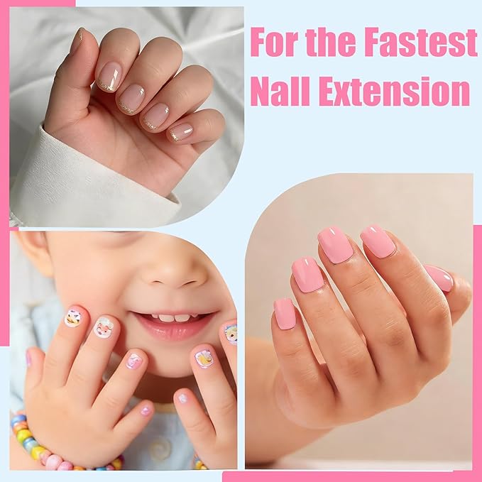 Extra Short Square Kid Nail Tips Kit For Girl, 216Pcs Pre Etched Clear Press On Nails For Kids,Full Cover False Nail with 3 in 1 Nail Glue, Fake Nails Extension Set for Home DIY 12size