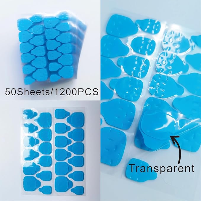 Nail Stickers：Nail Adhesive Tabs Transparent Double Side Nail Sticky Tabs, 1200PCS Press Ons Nail Sticker,Waterproof Breathable False Nail Tips Jelly Nail Glue Replacement (Blue 50sheet)
