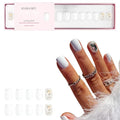 Kiara Sky Press On Nails | XPRESS PRO 100% Acrylic Nails | 30-Piece Kit Includes Nail Glue, Cuticle Pusher, File & Prep Pad | Square Short - Wedding Bells