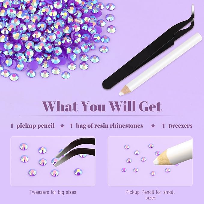 6000PCS 4mm Resin Jelly Rhinestones in Bulk (Dark Purple AB), Bedazzling Flatback Crystals Rhinestones for Crafting DIY Nail Decoration, Gems Diomand Charms for Tumbler Shoes Clothing Fabric