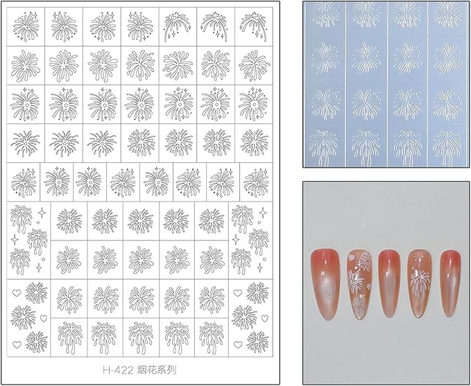 Christmas Nail Stickers Airbrush Stencils Stickers for Nail Art with Snowflower Fireworks Christmas Tree Designs Supplies Design Resusable Nail Guide for Manicure Nails Decoration 6 Sheets