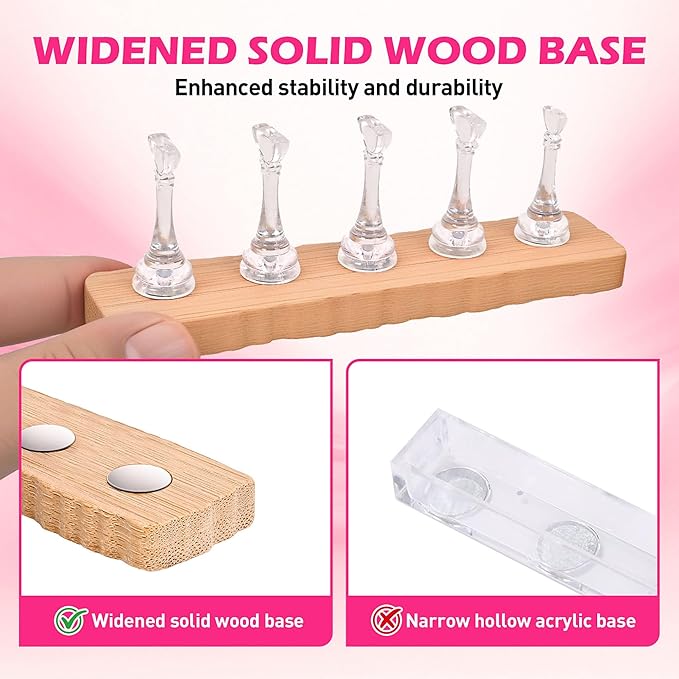 Nail Stand for Press Ons, Nail Holder for Painting Nails, 2 Set Press on Nail Holder, 1 Heart Shaped Acrylic Magnetic Fake Nail Stands for Nail Art Display Home Salon DIY Supplies