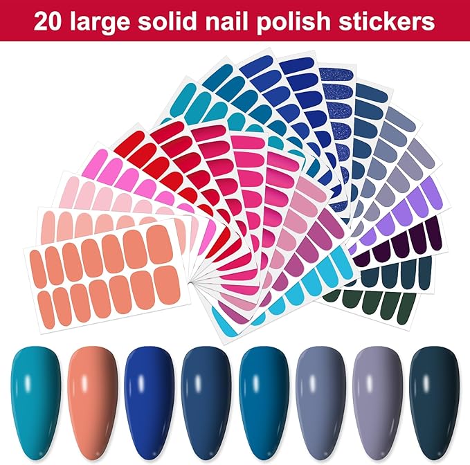 24 Sheets 336 Pieces Nail Polish Strips For Women Girls Nail Polish Stickers Full Nail Wraps Stick On Nails With Nail File Gel Nail Strips Solid Nail Stickers Self Adhesive Nail Decals
