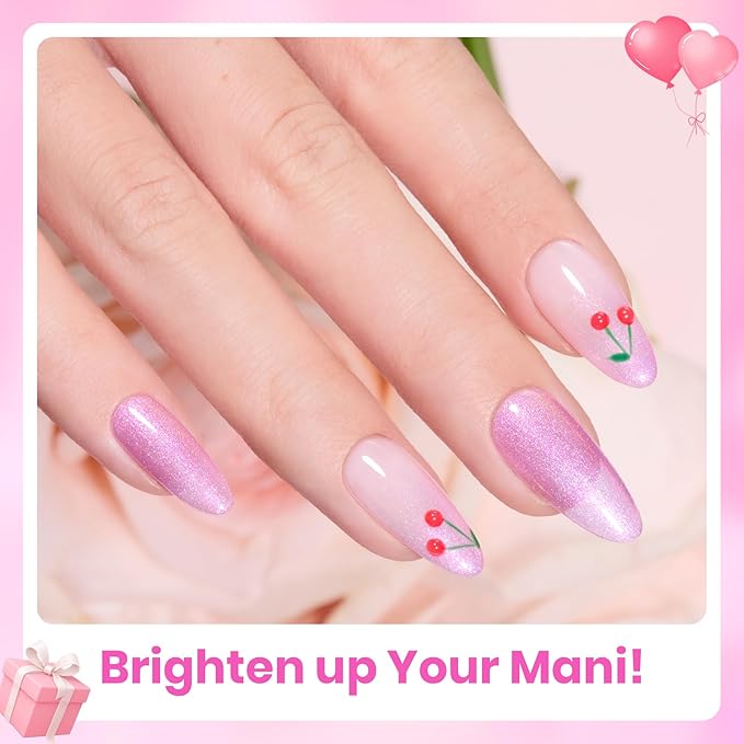 Beetles Pink Gel Nail Polish Set - 6 Colors Shimmer Nail Polish Nail Kit Hot Pink Pearl White Glitter Color Gel Pink Reverie Collection Soak Off Uv LED Nail Lamp Spring Gift for Women & Girls