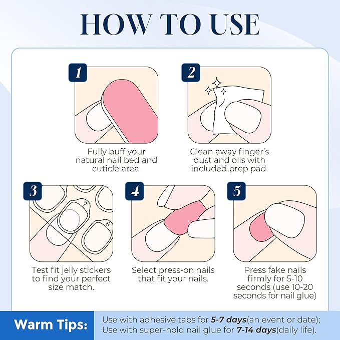 UNA GELLA White Press On Nails: Short Almond Soft Gel Press Ons Short Kit with Nail Glue on Nails, 16 Sizes - 32 Reusable Fake Nails Kit, Sheer Nude