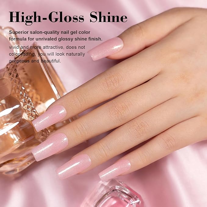 RARJSM Nude Sheer Pink Rainbow Glitter Gel Nail Polish Chunky Gold Iridescent Sparkle Shimmer Diamond Jelly Transparent Pink Gel Polish Single Bottle Soak off UV LED Cured for Home Salon Manicure 15ML