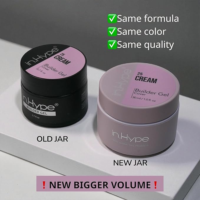 IN.HYPE Hard Builder Gel for Nail Extension/Strengthening (milky white #1) Color Sculpting Gel UV/LED Cured