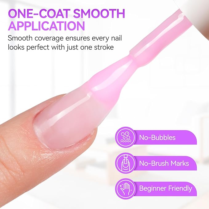 gelike ec Jelly Color Gel Polish: Nail Starter Kit with 10 Gel Colors & Base Gel Top Coat - need UV LED Lamp Cure Smooth Easy Used on Natural & Acrylic Nails at Home for Beginner and Teens