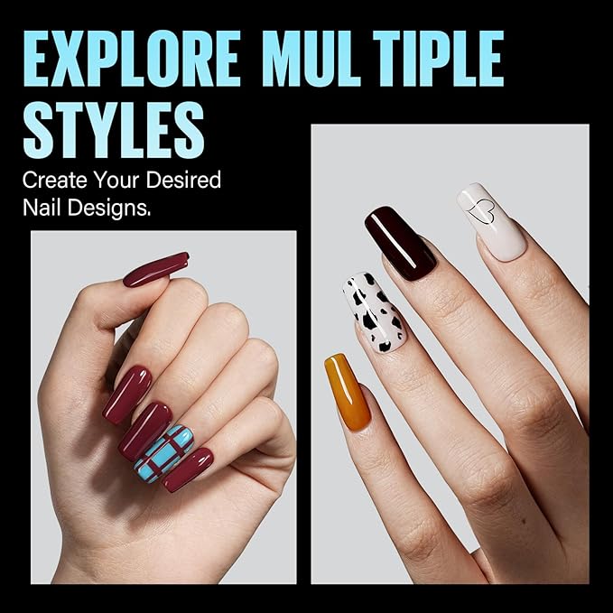 TOMICCA Medium Square Nail Tips Half Matte Acrylic Fake Nails 240Pcs Long Full Cover False Nails Clear Gel Tips 12 Sizes for Nail Extension Home DIY Salon