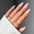 Glamnetic Press On Nails - Blush Blanket | Medium Almond Pink Fake Nails, Salon Quality Milky Nails | 15 Sizes - 30 Nail Kit with Glue