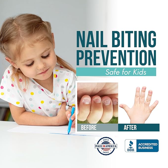 Stop Nail Biting Treatment - Clear, Bitter-Tasting Nail Polish To Stop Nail-Biting - Easy To Apply and Safe For Children - Nail Strengthener Solution - Nail Care for Healthy Nail Growth (3x0.5 fl oz)