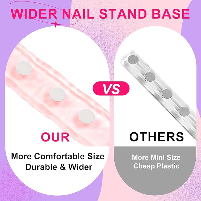 Pink Nail Stand For Press Ons, Nail Holder For Painting Nails With A Heart Shape Acrylic Nail Stand, Easy-To-Clean Press On Nail Stand Nail Art Practice Nail Dispaly Home DIY Salon Supplies