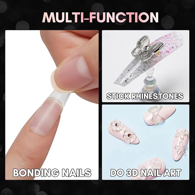 Makartt Nail Tips and Glue Kit: Almond Medium Tips 500PCS with 3D Gel Solid Builder Gel for Extension, Full Cover Pre-Buffed Nails, Non-Sticky Carving Glue, Complete DIY Manicure Nail Art