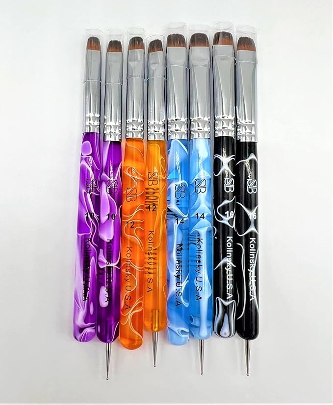 Premium Kolinsky French Brush (Size 16 with Dotting Tool, Acrylic Handle)