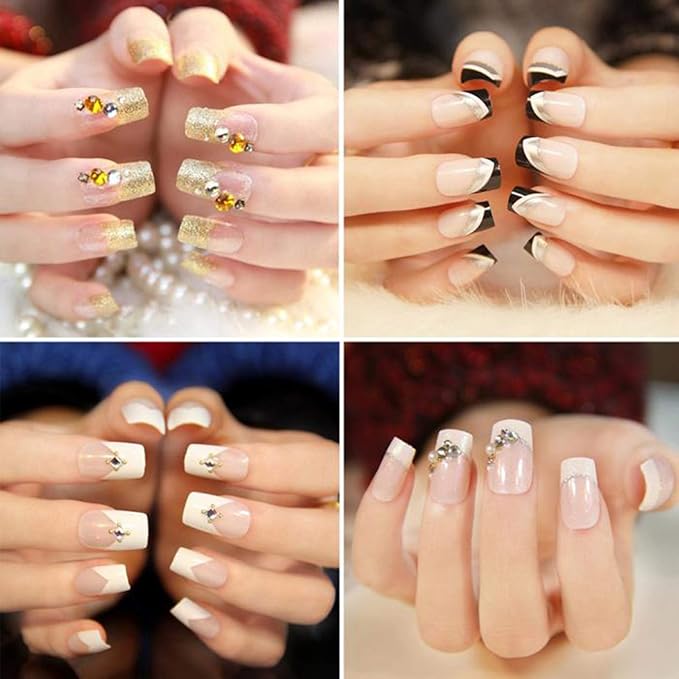 Clear Nail Tips 500pcs French Acrylic Half Cover Fake Nails with Storage Case 10 Sizes Long False Nail for Lady Nail Salons and Home DIY Nail Art(French Half Cover)