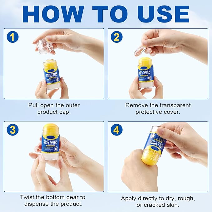 60% Urea Foot Cream Stick with 2% Salicylic Acid, Maximum Strength Urea Foot Cream Callus Remover for Dry Cracked Heels, Hands, Knees,Exfoliating Moisturizer, Dead Skin Remover Foot Balm 1.4oz
