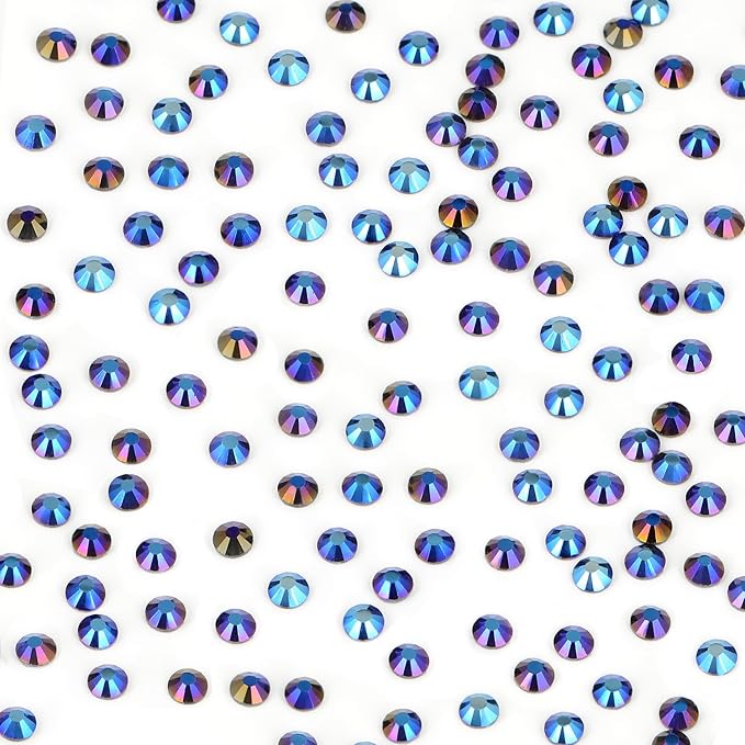 Bymitel Hotfix Crystal Rhinestones Round Gems Iron on DIY Jewelry Making Flat Back for Crafts,Black AB, 1.3mm(SS3/2880pcs)