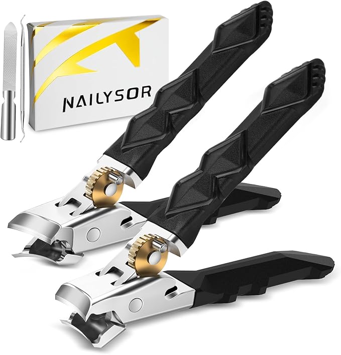 Toenail Clippers for Thick Toenails for Seniors, Nail Clippers for Men Wide Jaw Opening, Slanted Toe Nail Clippers Long Handled Heavy Duty Ultra Sharp for Men Women