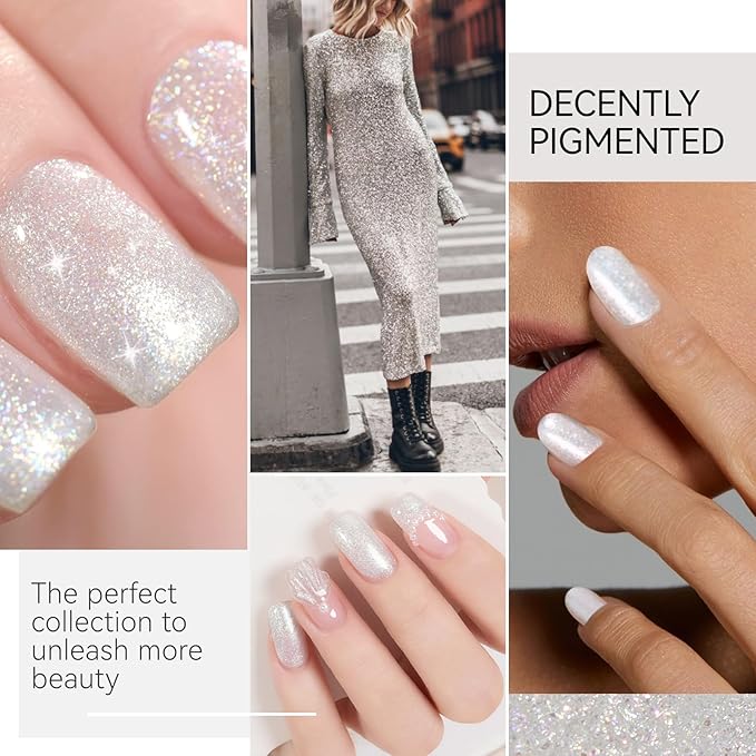 gelike ec Gel Nail Polish Silver Color Safe for Girl Teens Manicure Lovers 16ml - Chip Resistant for Party Occasions with Smooth Brush