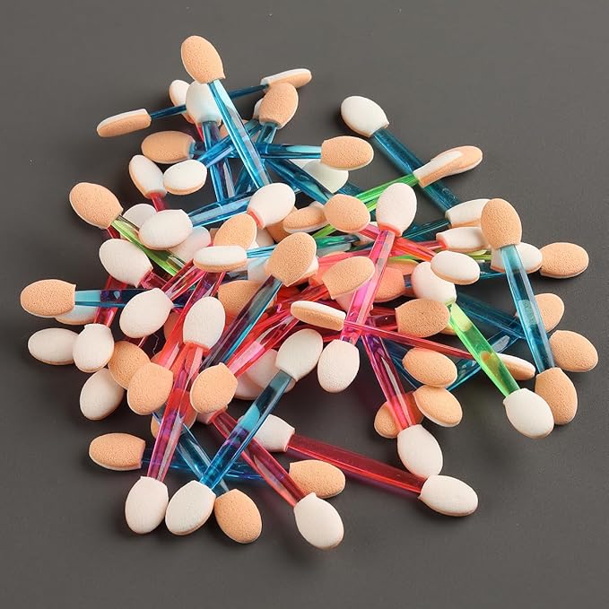 Chrome Nail Powder Applicator Brushes, 100PCS Colorful Disposable Eyeshadow Applicators, Dual Side Eye Shadow Sponge Sticks, Nail Glitter Powder Pigment Pen Brush, Nail Art Applicator Tools