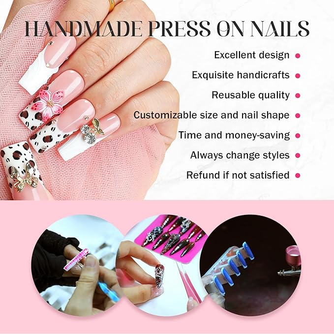 Handmade Press on Nails Luxury Glitter Christmas Lights French Tip Fake Nails Green False Nail Design Handmade Thickened Artificial Acrylic Nail Press ons Almond Nails Glue on Nail for Women（Size S）