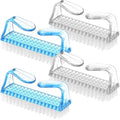 EBOOT 4 Pieces Handle Plastic Nail Brush Nail Hand Scrubbing Cleaning Brush(Blue,Clear)