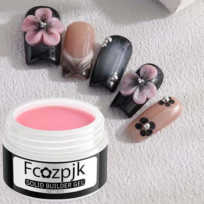 Solid Builder Nail Gel, Nude Pink & Skin Color, Non-Sticky Hard Gel for Nails, 3D Sculpting, Extension, Salon Supplies