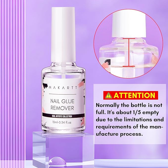 Makartt Nail Glue Remover for Press on Nails: 10ML Glue Off for Nail Tips Acrylic Nails Fake Nails Debonder Adhessive Remover Acetone-free Nail Polish Remover, Can't Remove Gel Nail Polish
