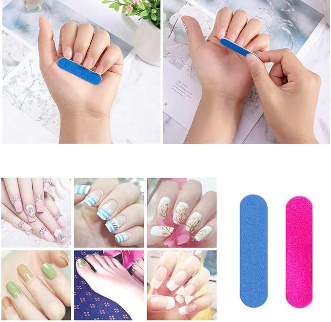 Mini Nail Files Bulk, 100 Pack 3.4 Inches Disposable Double Sided Emery Boards Manicure Pedicure Tools(10034)