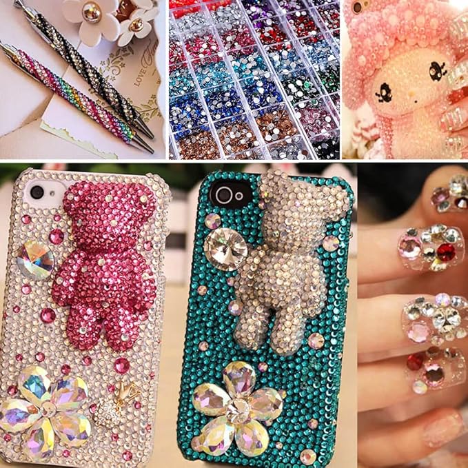 3000pcs Flatback Rhinestones for Crafts, Green Crystals Rhinestone, Resin Rhinestones Glitter Gems Nail Diamonds Rhinestones for Clothes Accessories DIY