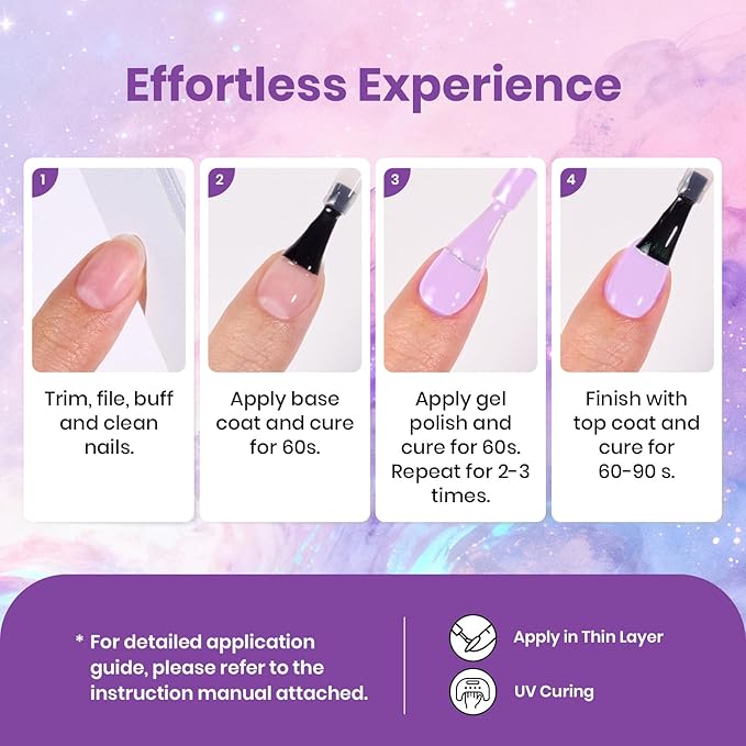 Beetles Spring Gel Polish Set - Dreamscape Wander 6 Colors Baby Purple Blue Glitter Shimmer Cat Eye Gel Polish Soak Off UV LED Nail Gel Home Easter Gifts for Women Manicure DIY Nail Art