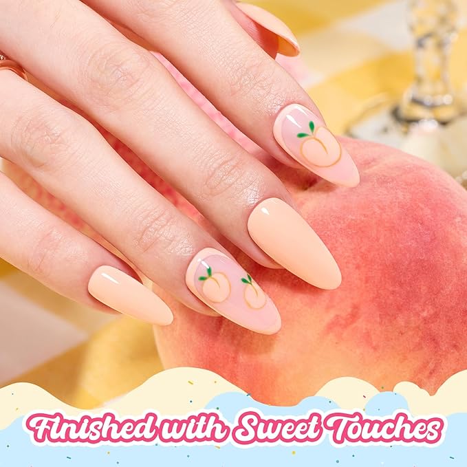 Beetles Peach Gel Nail Polish - Sweetie Peach Pastel Orange Coral Gel Polish, Same Color Same Bottle, Soak Off UV LED Lamp Pastel Nail Art, Long-Lasting Manicure Salon DIY Home Spring Nails