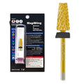 6.6mm Large Tapered Barrel 5-in-1 Nail Drill Bit, 3/32" Cross-Cut Safety Tungsten Carbide Efile Bit for Fast Gel & Acrylic Removal, Two-Way Rotation, Nail Tech & Beginner Bit, Titanium, Extra Coarse