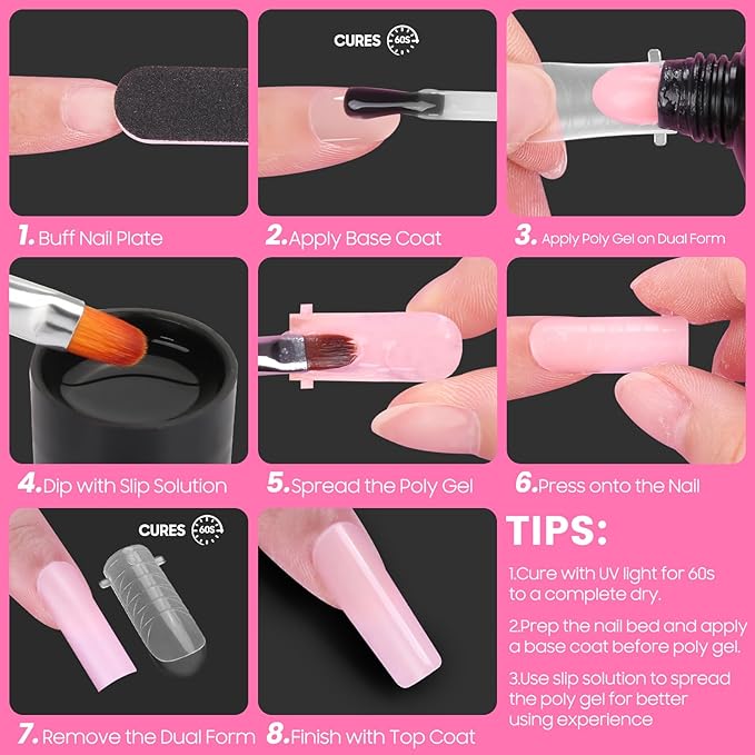 Straight Flat Polygel Nail Forms for Finger and Toes,GlimightyX Pre-etched No File Dual Forms Molds for Large Wider Normal Petite Finger &Toe Nail Beds,16 Sizes 000 to 13