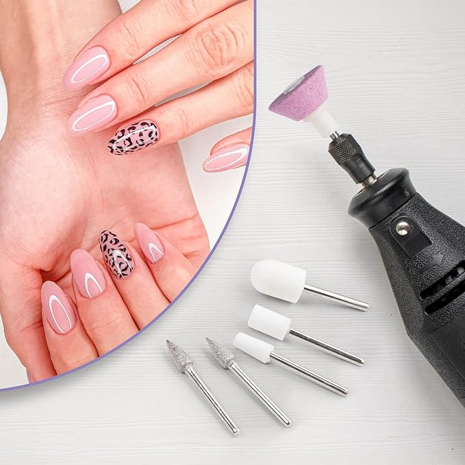 ANCIRS 15 Pcs 3/32 Inch Nail File Replacement Head Refills Set, Nail Drill Bits for Finishing Salon Electronic Manicure, Nail Manicure Pedicure Tools (5 Styles)