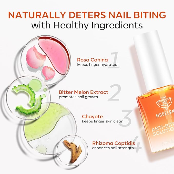 modelones Nail Biting Treatment for Kids Thumb Sucking Deterrent Quick Dry Nail Biting Prevention Bitter No Bite Nail Polish for Nail Care Stop Biting Nails Repair for Damaged Nails 0.34 fl oz
