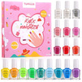 TOMICCA Kids Nail Polish Sets, 18 Pcs 100% Non Toxic Peel Off Water Based Safe Quick Dry Nail Polish Kit, Birthday Gifts Nail Paint Set for Girls with Nail Separator Stickers Kit (Ages 3+)