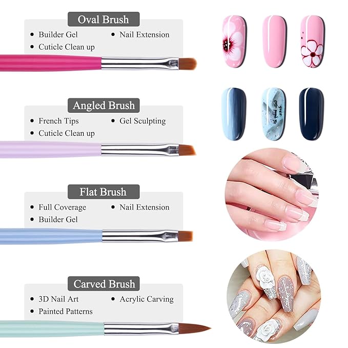 11pcs Nail Art Brushes, Nail Art Liner Brush Set, Dotting Tools, Drawing Pen, Striping Brushes for Long Lines, UV Builder Gel Brush Manicure Design Set