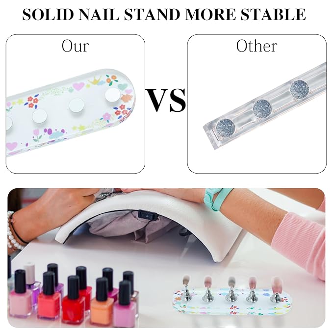 Ruteail Nail Art Display Stand - 2 Sets, 100 Pcs Reusable Stickers, Magnetic, DIY Beginner Salon Supplies