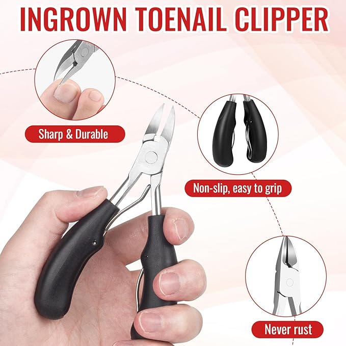 Ingrown Toenail Removal Kit, Ingrown Toenail Tool Kit with Ingrown Toenail Corrector, Ingrown Toenail Drops, Corrector Patch, Toenail Clipper, Nail File Lifter Tools