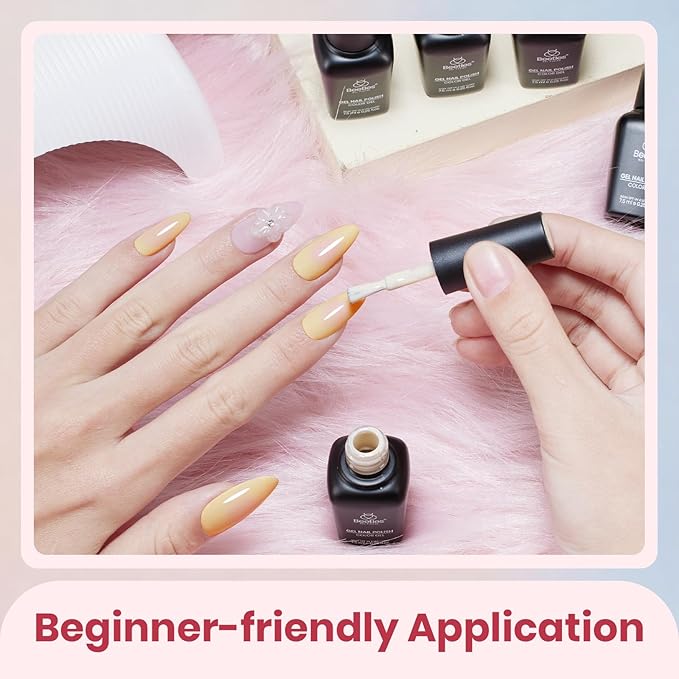 beetles Pastel Gel Polish Set - Soft Echo Collection, 6 Colors Pastel Pink Yellow Blue Polish Macaron Spring Easter Nails Soak Off Uv Gel Manicure Nail Art Design DIY Home Salon