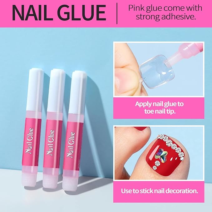 Teenitor Press On Toenail Tips with Glue, Clear False Toenails Kit, Acrylic Toe Tips