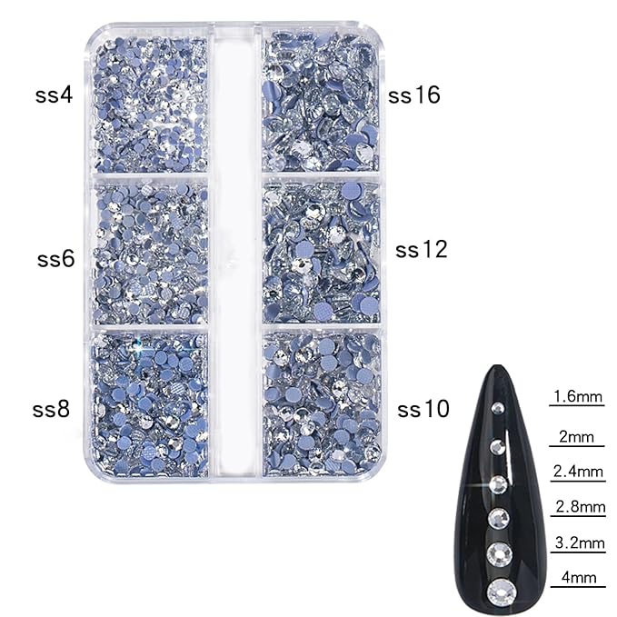 HNUIX Nail Rhinestones - 2880pcs Round Flat Back Gems Hotfix Rhinestones,Crystals,AB,with Kit, for Nail Art,Crafts Clothes DIY Decoration