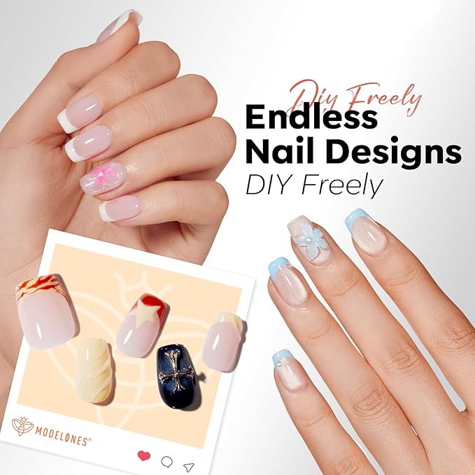 modelones Extra Short Coffin Gel Nail Tips, 360pcs Pre-etched Clear Fake Nails Press On Full Cover Half Matte 15 Sizes Acrylic Gel Tips for Extension Salon