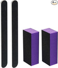 SKYPIA 4 Pack Black Nail File 100/180 Grit and Purple 3 Sided Buffer Block Set