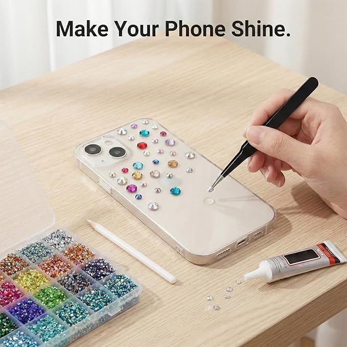 2026 New Resin Jelly Rhinestones Bedazzling Kit: 40,000Pcs 3mm Flatback Gems with Glue for DIY Crafts, Nail Art, Face Makeup, Tumblers, Shoes, Clothing Decoration (40,000 Pcs)