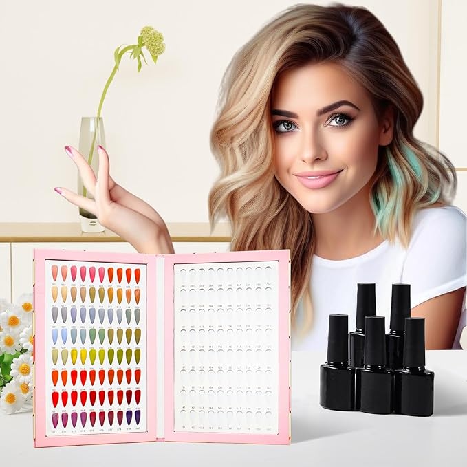 Acycoin2A 160 Nail Color Display Book Chart with 240 Nail Tips UV Gel Polish Color Card Board (B)