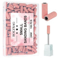 Rolybag 100pcs Small Sanding Bands Nail Drill Bits 240 Extreme Fine Grit Nail File Sanding Bands with 3.1mm Mandrel Bit for Acrylic Nails Gel Removing Shaping Professional Manicures and Pedicure, Pink